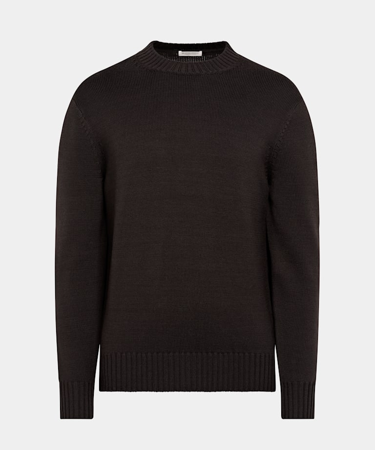Jersey cuello redondo marrón oscuro merino