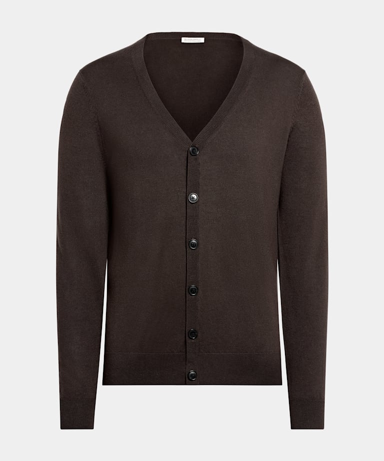 Mid Brown V-Neck Cardigan