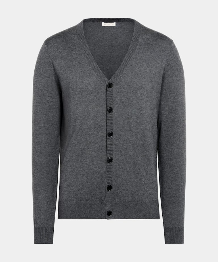 Grey V-Neck Cardigan