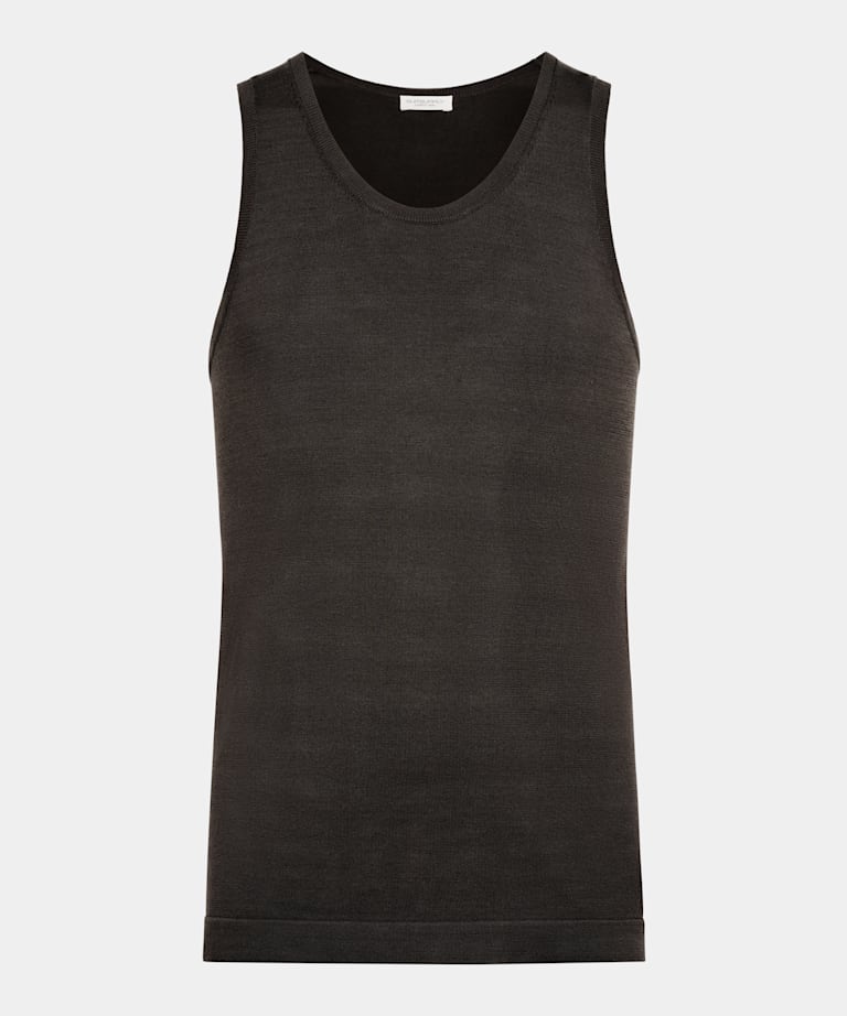 Dark Brown Knitted Tank Top