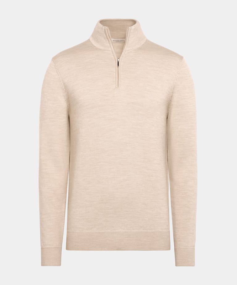 Sand Merino Half Zip