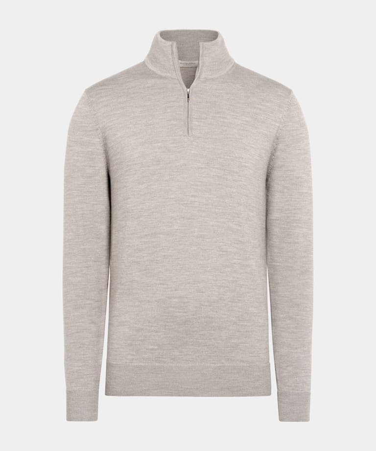 Taupe Merino Half Zip