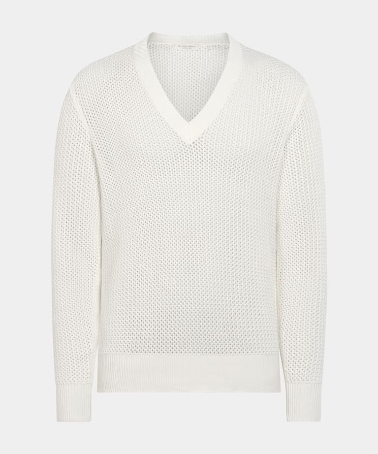 Off-White Crochet V-Neck
