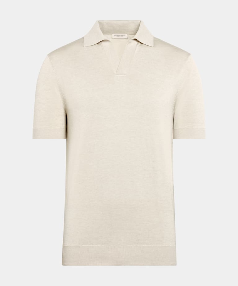 Sand Buttonless Polo