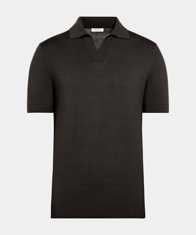 Polo sans boutons marron foncé