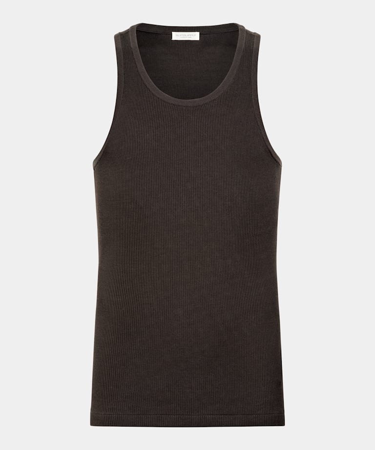 Brown Ribbed Tank Top