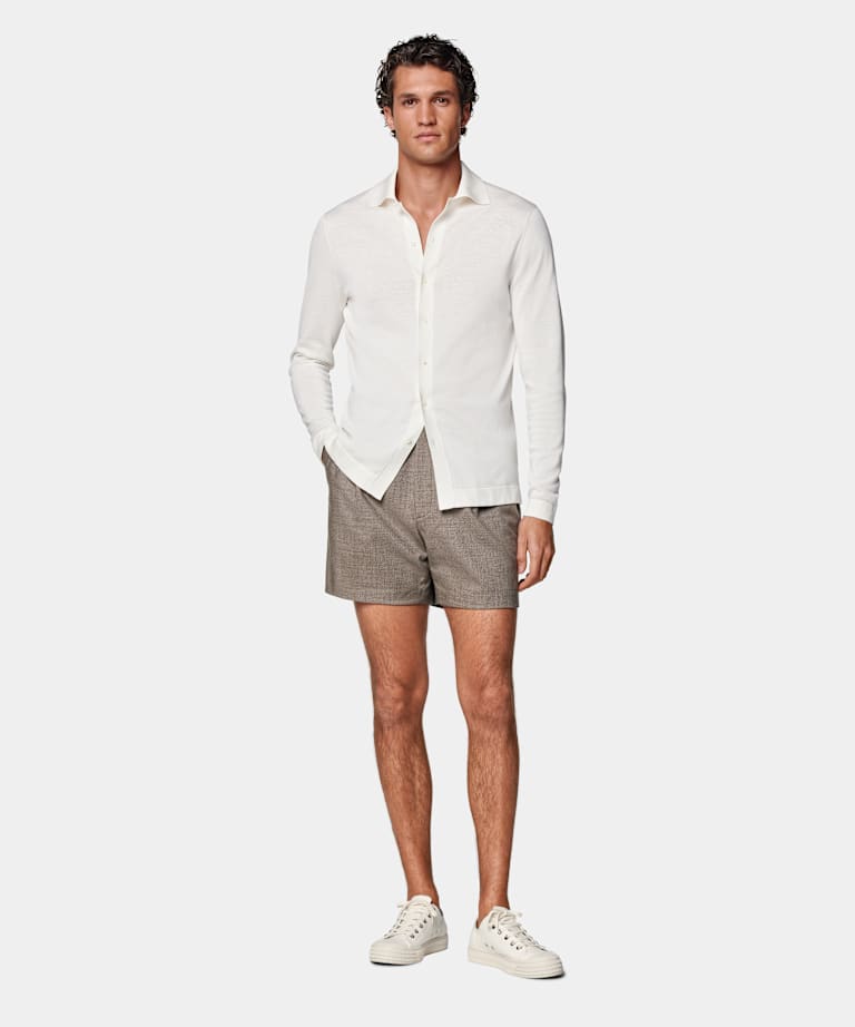 Off-White Long Sleeve Polo Cardigan