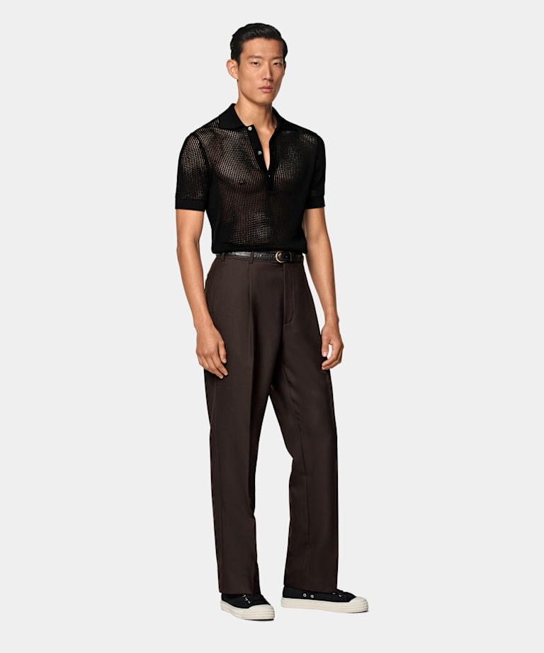 Black Crochet Polo
