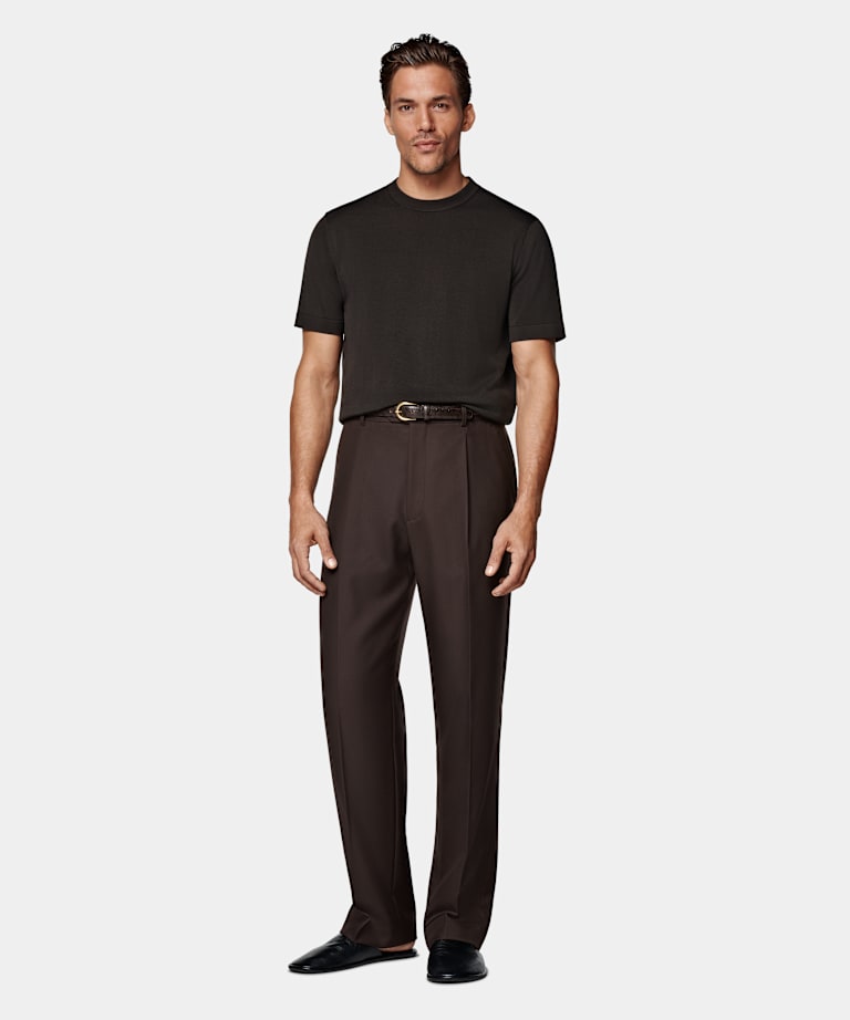 Dark Brown Short Sleeve Crewneck