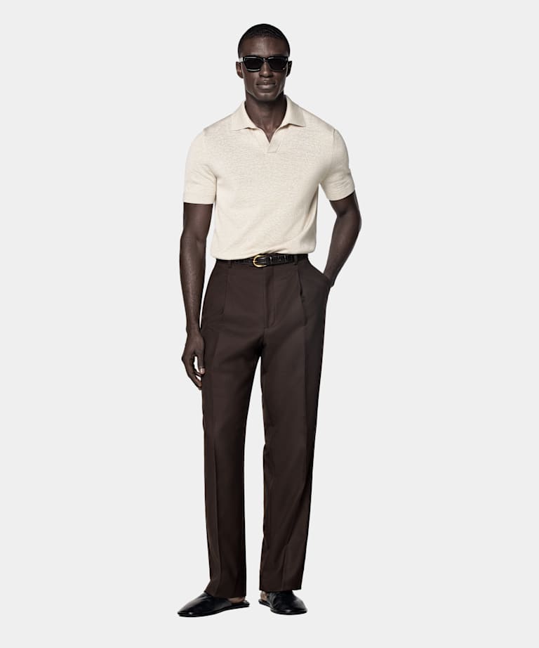 Sand Buttonless Polo