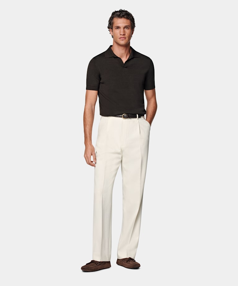 Dark Brown Buttonless Polo