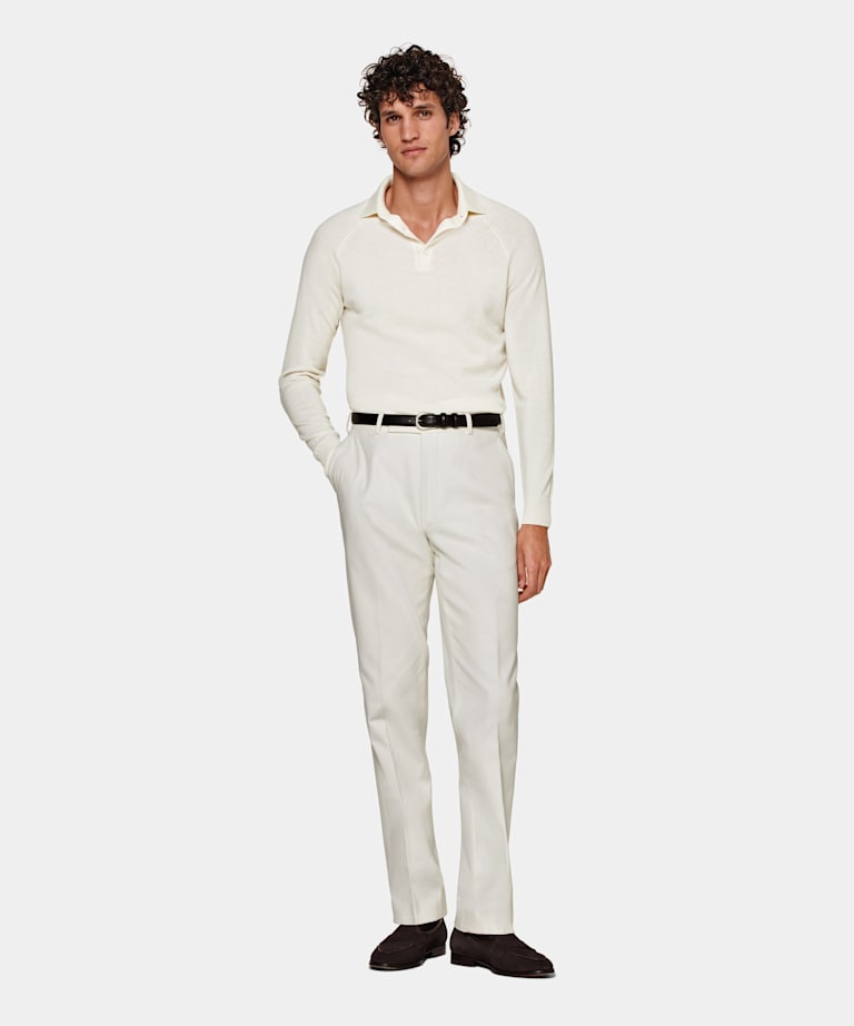 Off-White Long Sleeve Polo Shirt