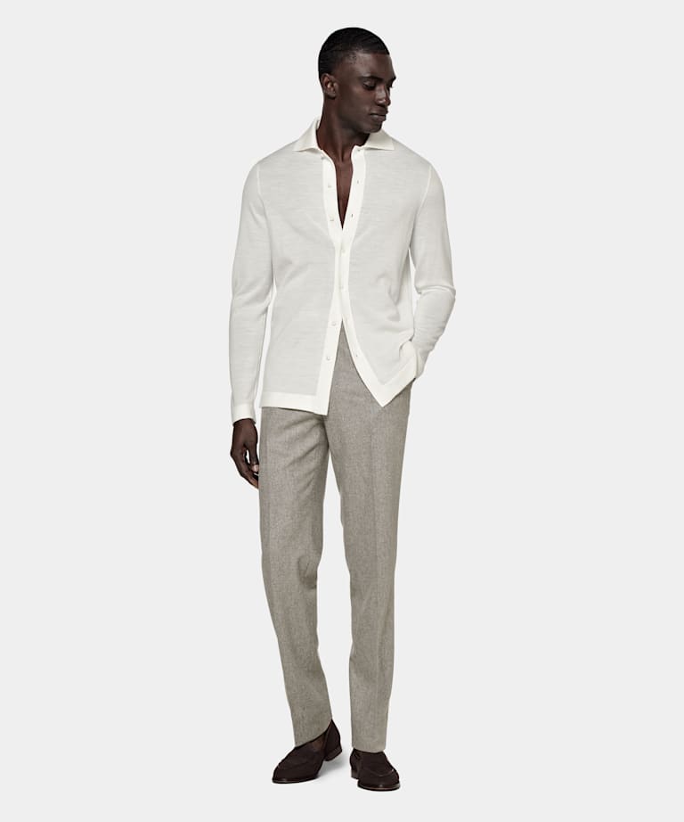 Polo-Cardigan off-white