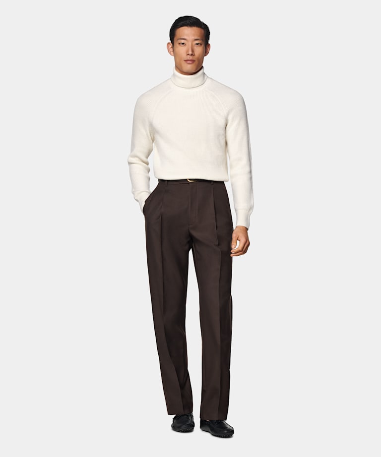 Off-White Merino Ribbed Turtleneck