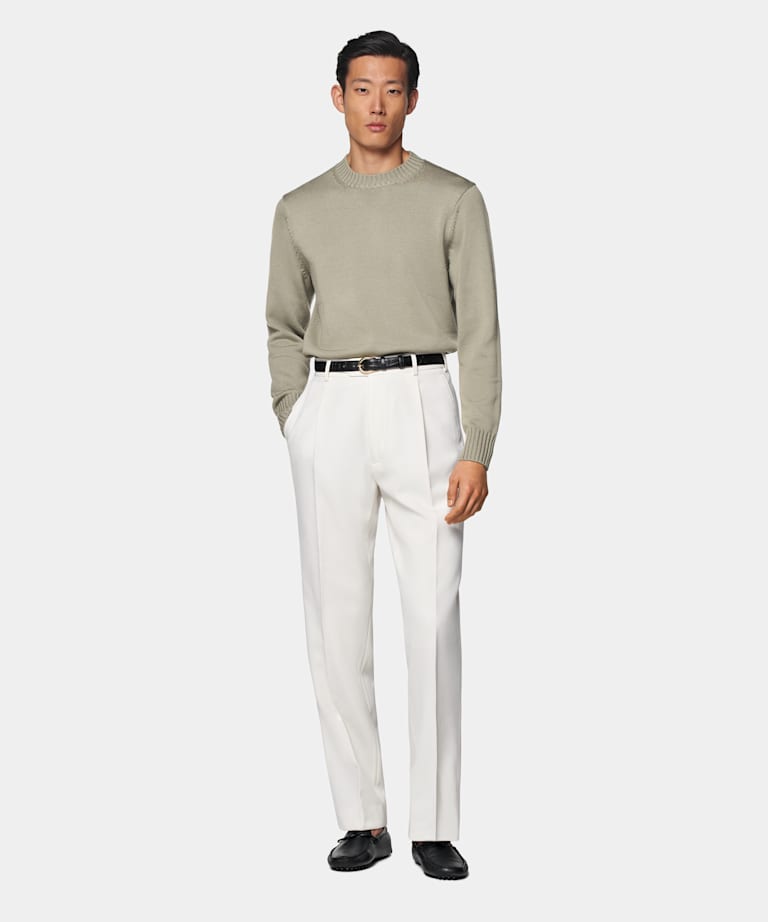Mid Green Merino Crewneck
