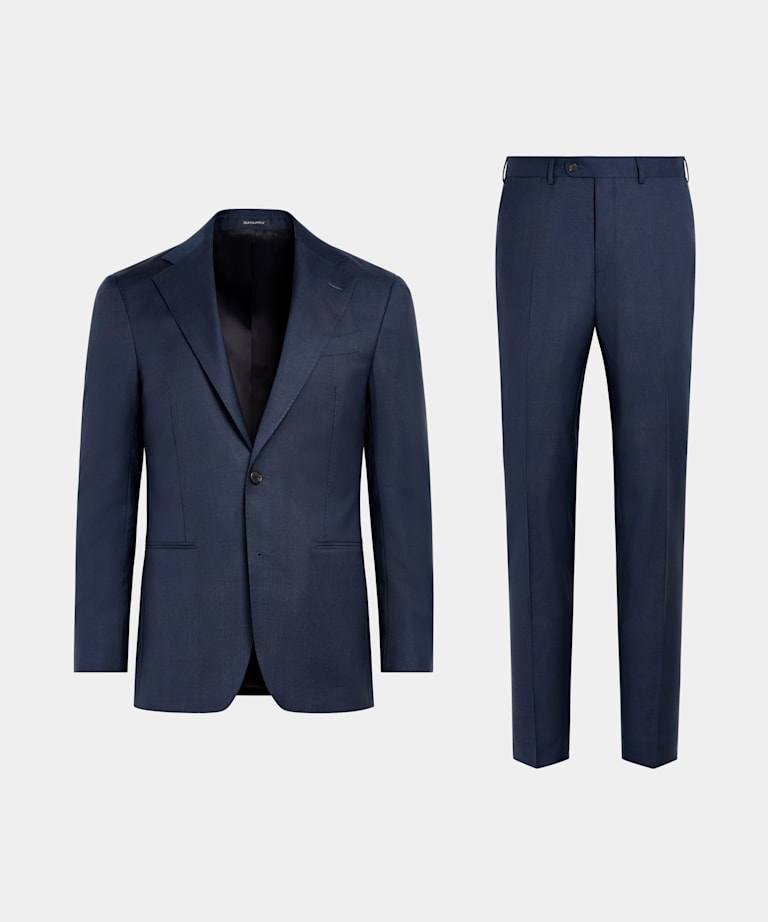 Mid Blue Checked Custom Made Suit