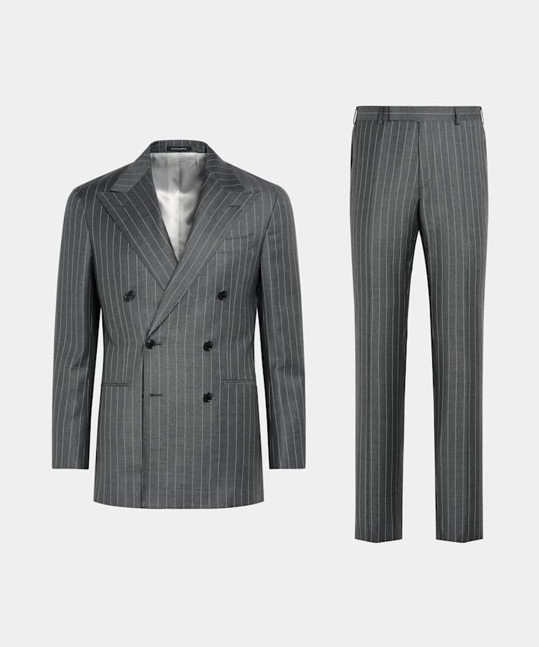 Mid Grey Striped Custom Made Suit