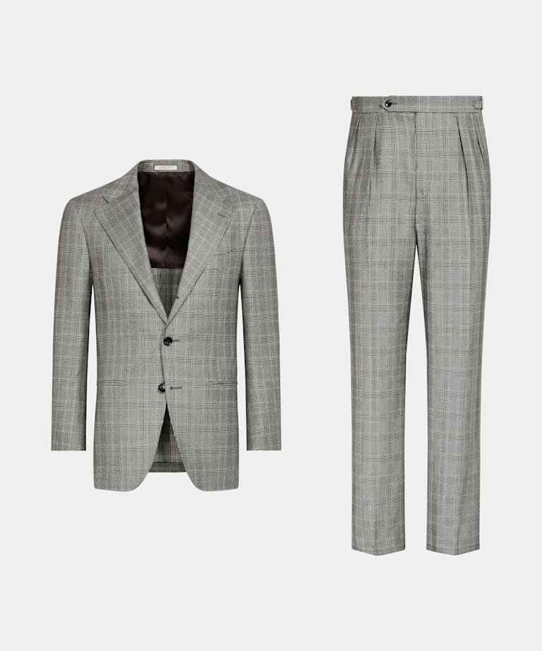 Mid Grey Checked Relaxed Fit Roma Suit