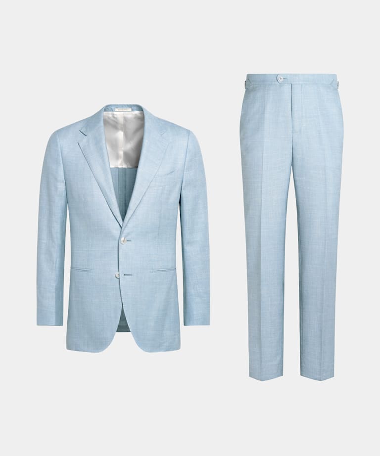 Light Blue Three-Piece Tailored Fit Havana Suit
