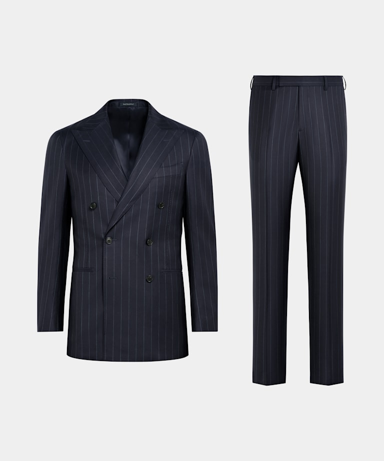Navy Striped Tailored Fit Havana Suit