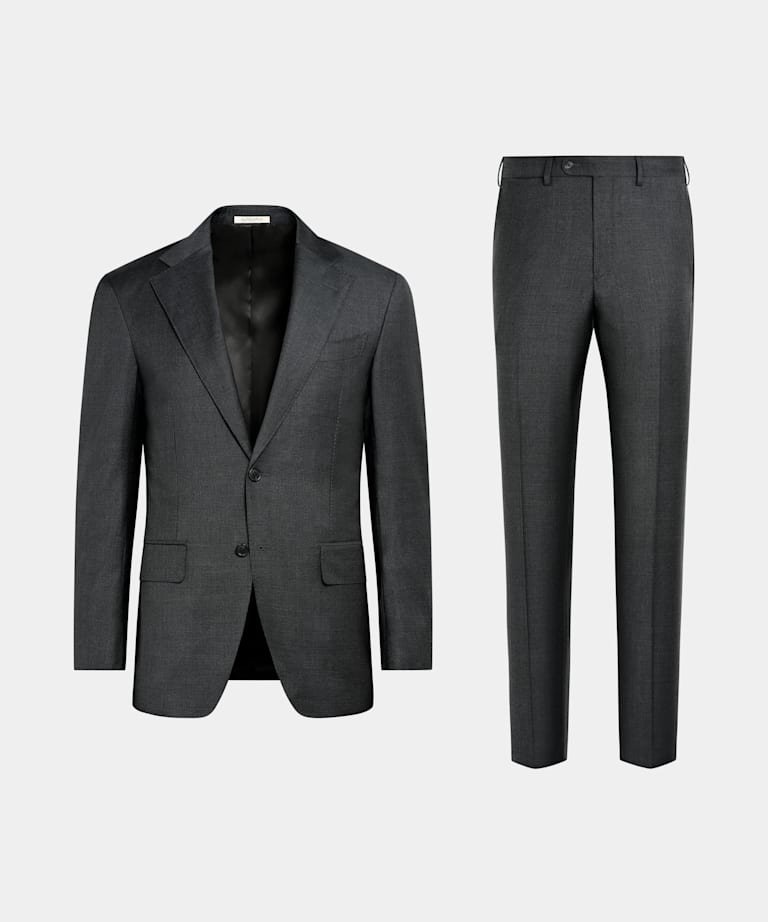 Traje Havana gris oscuro pata de gallo corte Tailored