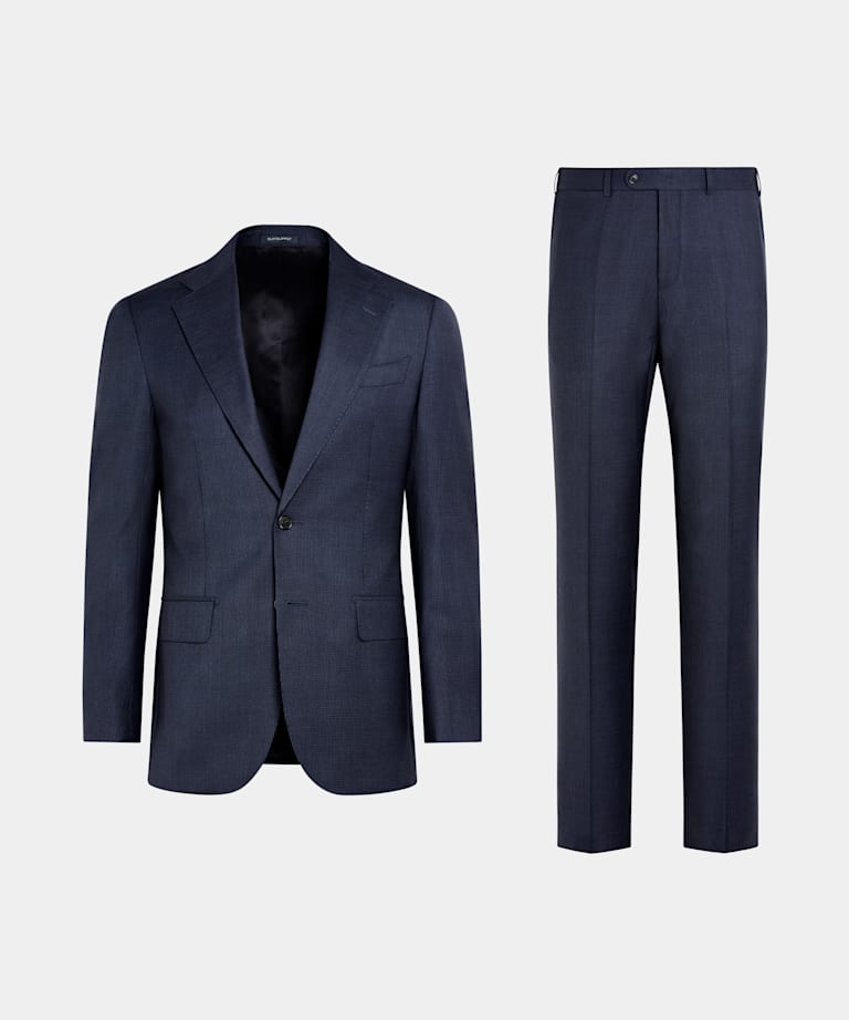 Navy Houndstooth Tailored Fit Havana Suit
