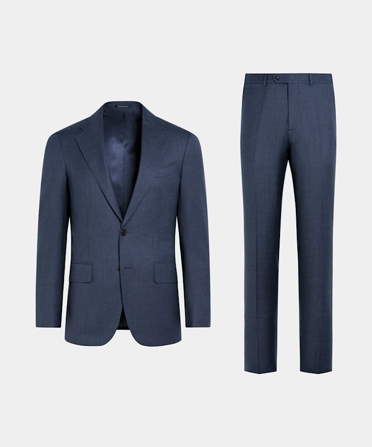 Costume Havana coupe Tailored bleu moyen