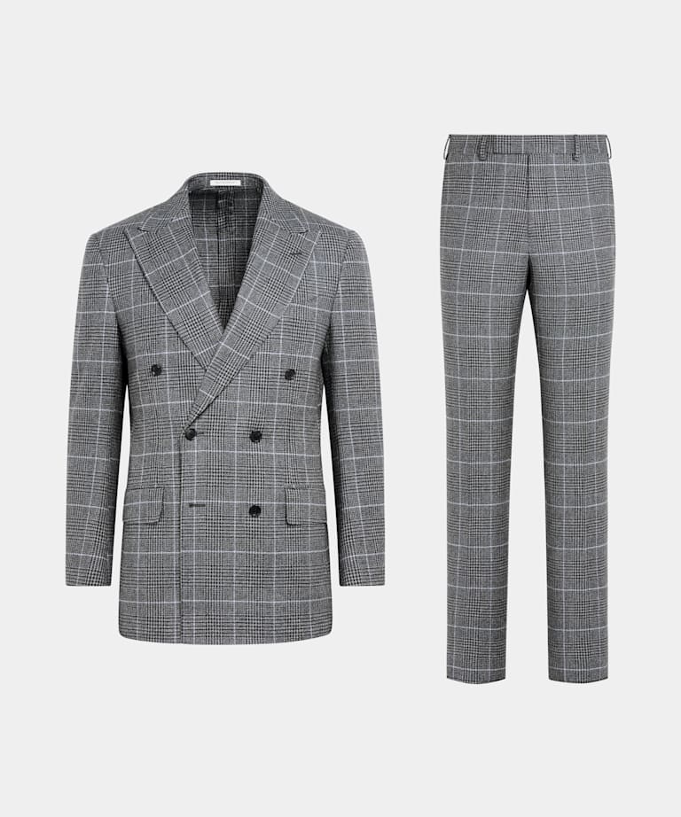 Traje Milano gris intermedio a cuadros corte Tailored