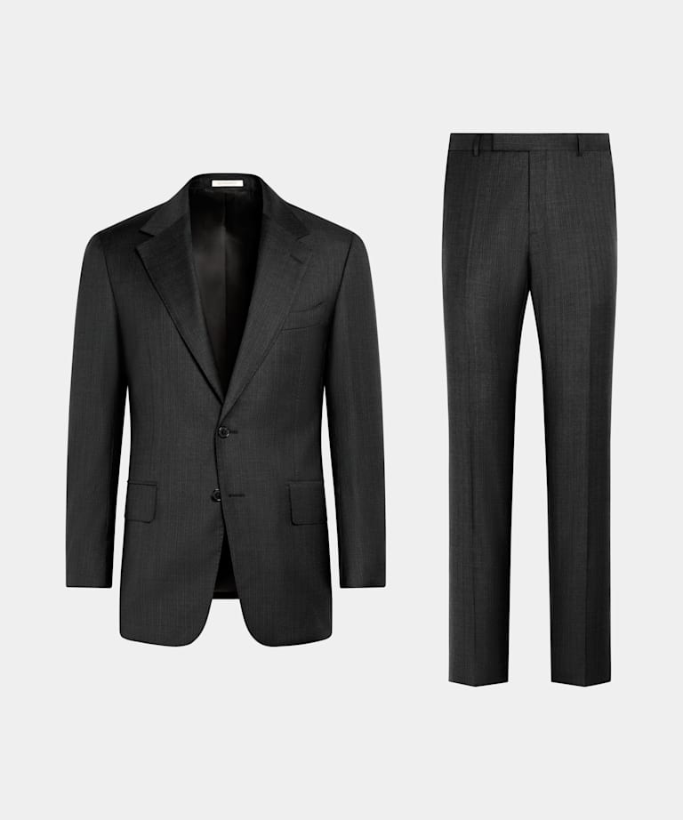 Traje Milano gris oscuro a rayas corte Tailored