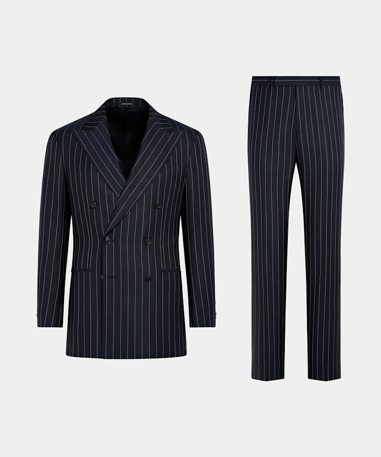 Navy Striped Tailored Fit Havana Suit