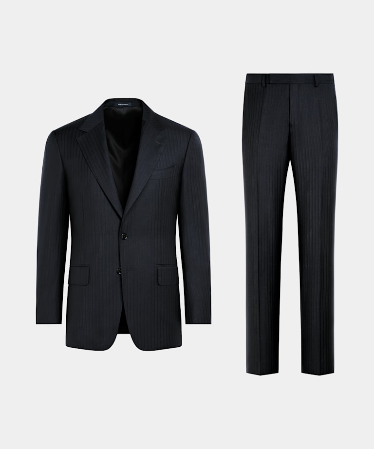 Costume Milano coupe Tailored bleu marine à rayures