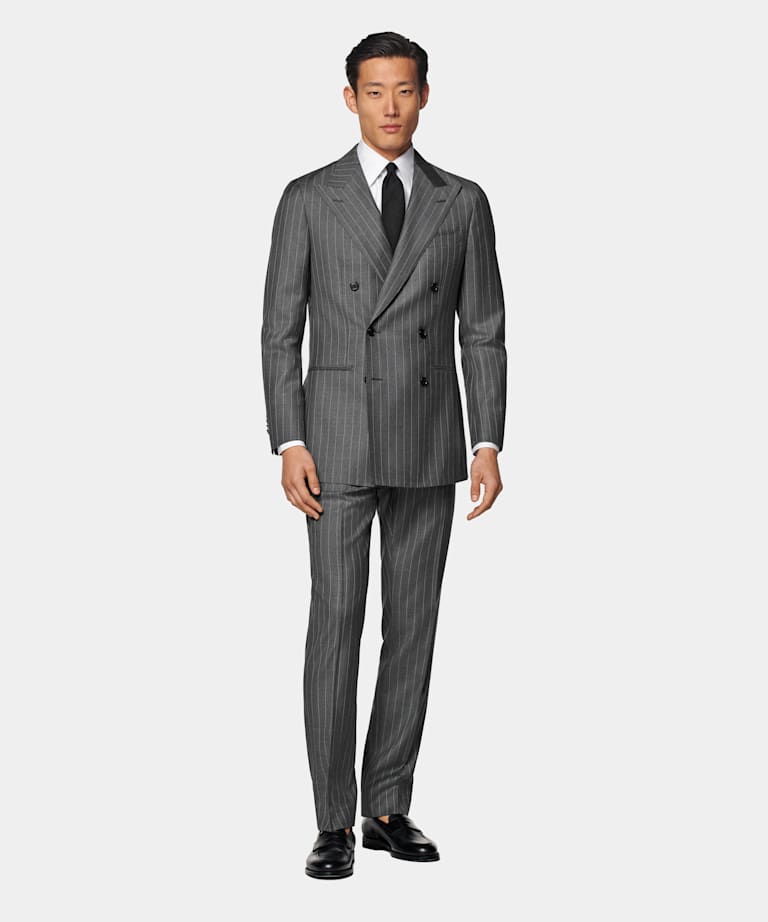 Mid Grey Striped Custom Made Suit