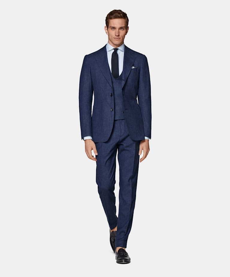 Mid Blue Three-Piece Havana Suit