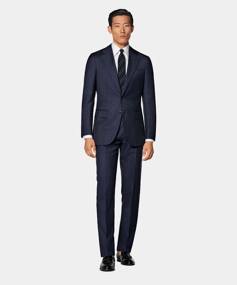 Navy Houndstooth Tailored Fit Havana Suit