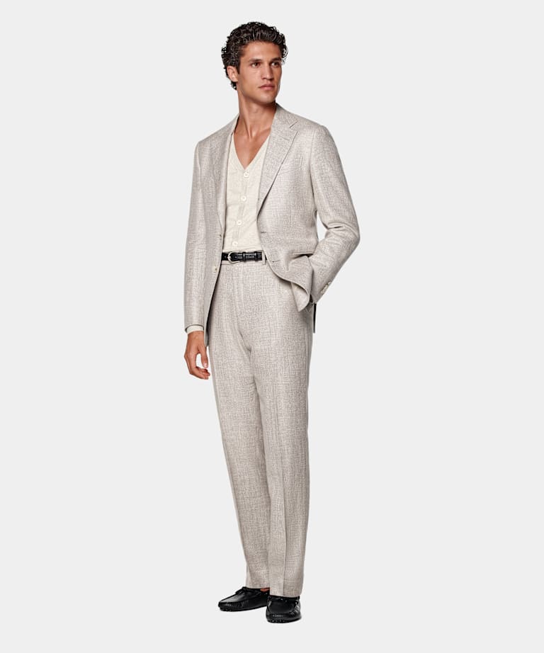 Light Taupe Tailored Fit Havana Suit