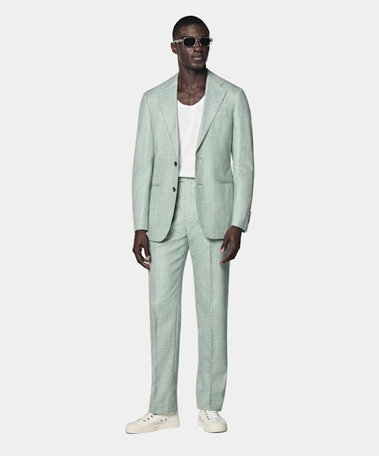 Light Green Tailored Fit Havana Suit