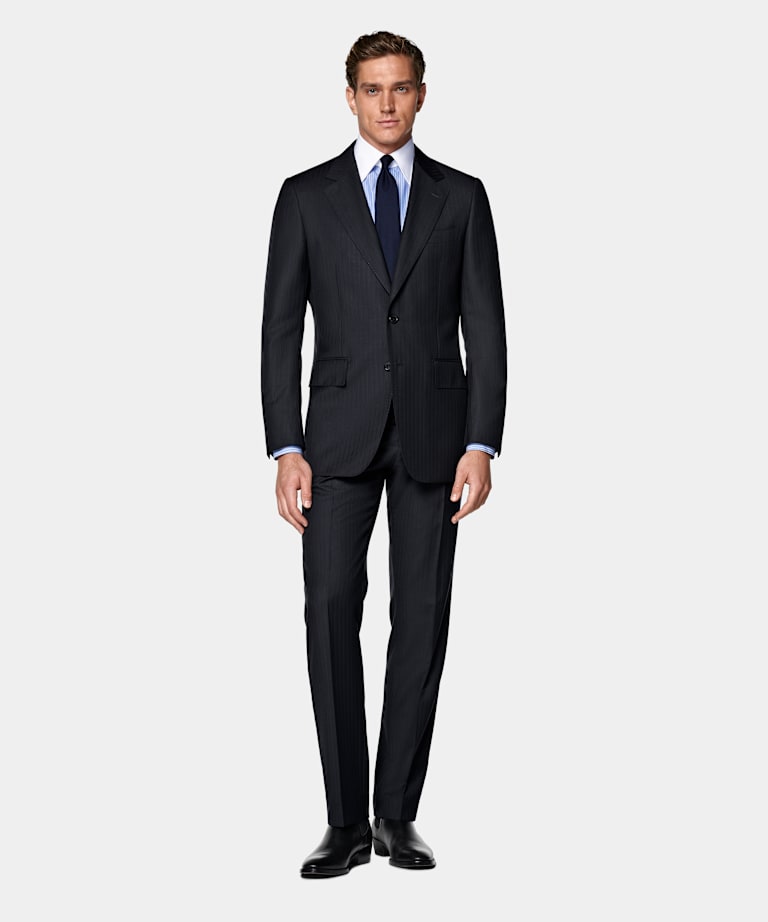 Traje Milano azul marino a rayas corte Tailored