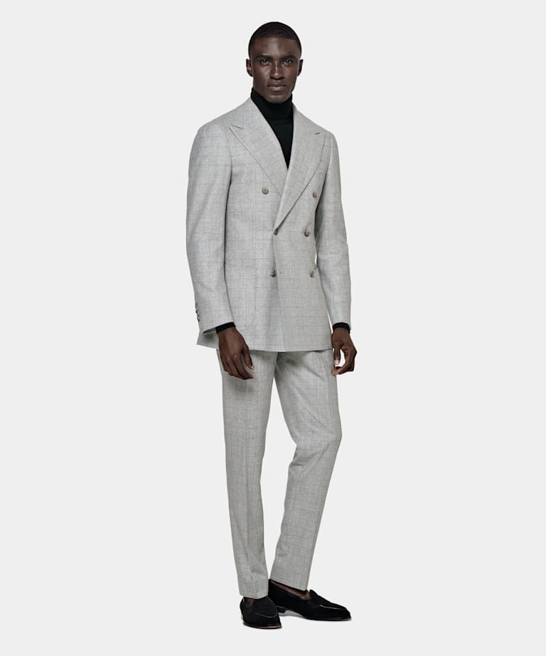 Light Grey Checked Havana Suit