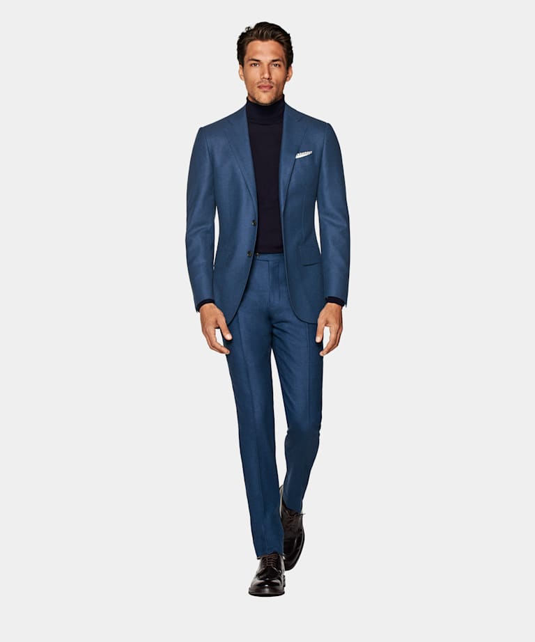 Mid Blue Tailored Fit Lazio Suit