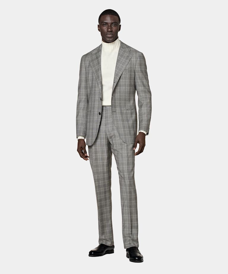 Mid Grey Checked Roma Suit