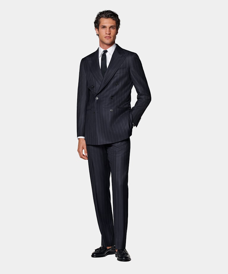 Navy Striped Tailored Fit Havana Suit