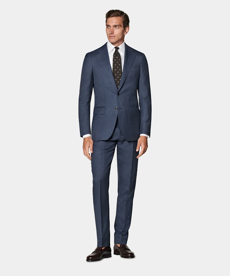 Costume Havana coupe Tailored bleu moyen