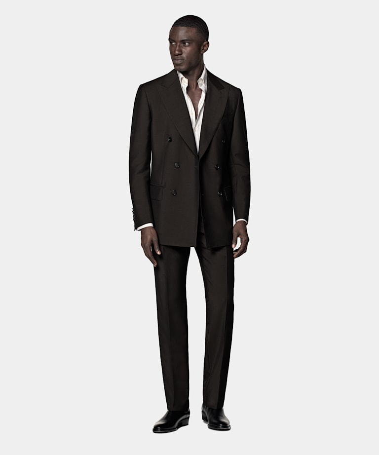 Dark Brown Tailored Fit Milano Suit