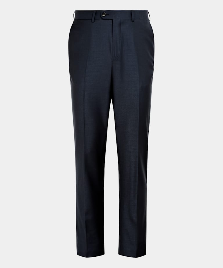 Navy Slim Leg Straight Suit Trousers