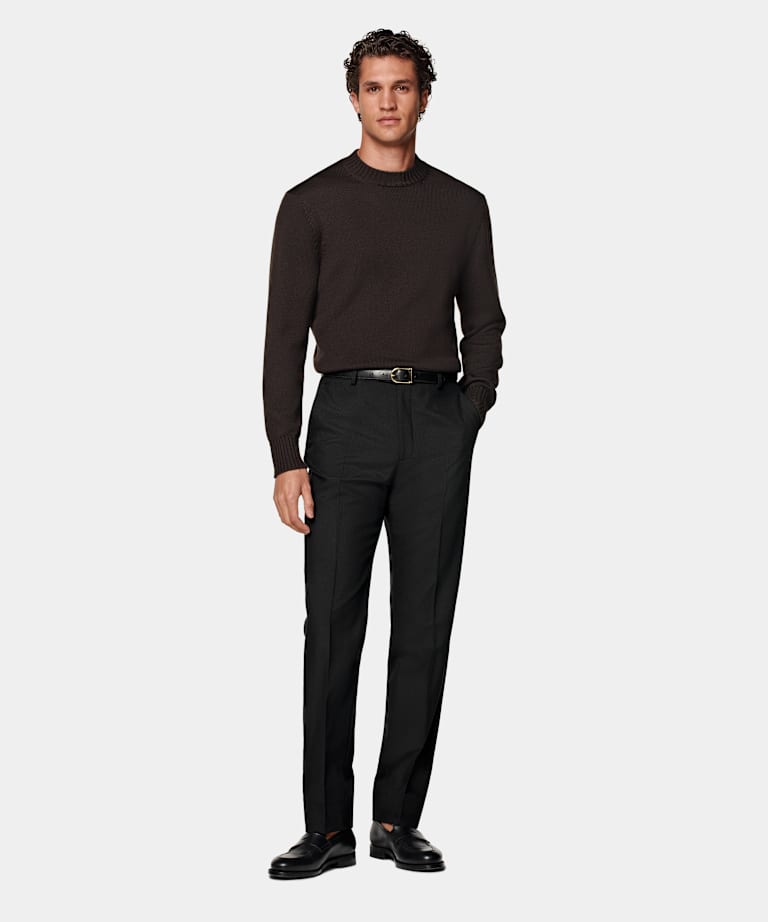 Black Straight Leg Suit Trousers