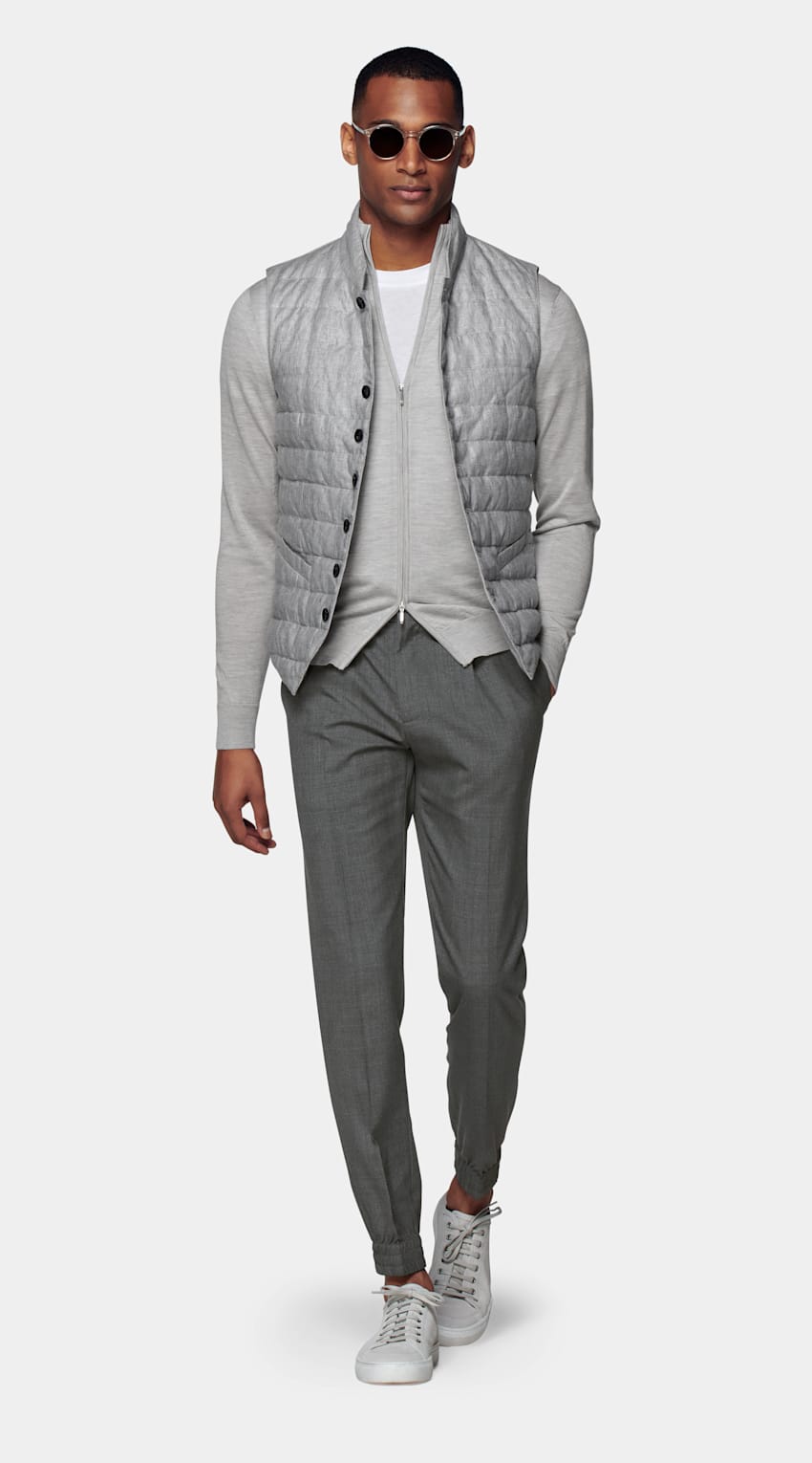 Light Grey Down Vest Pure Linen Suitsupply Online Store