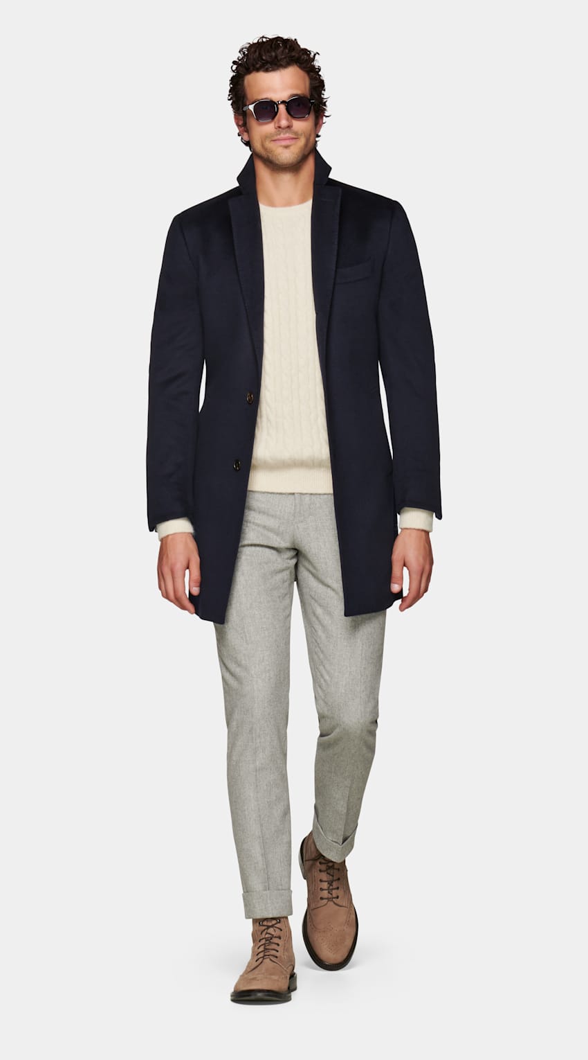 Navy Overcoat | Pure Cashmere | Suitsupply Online Store