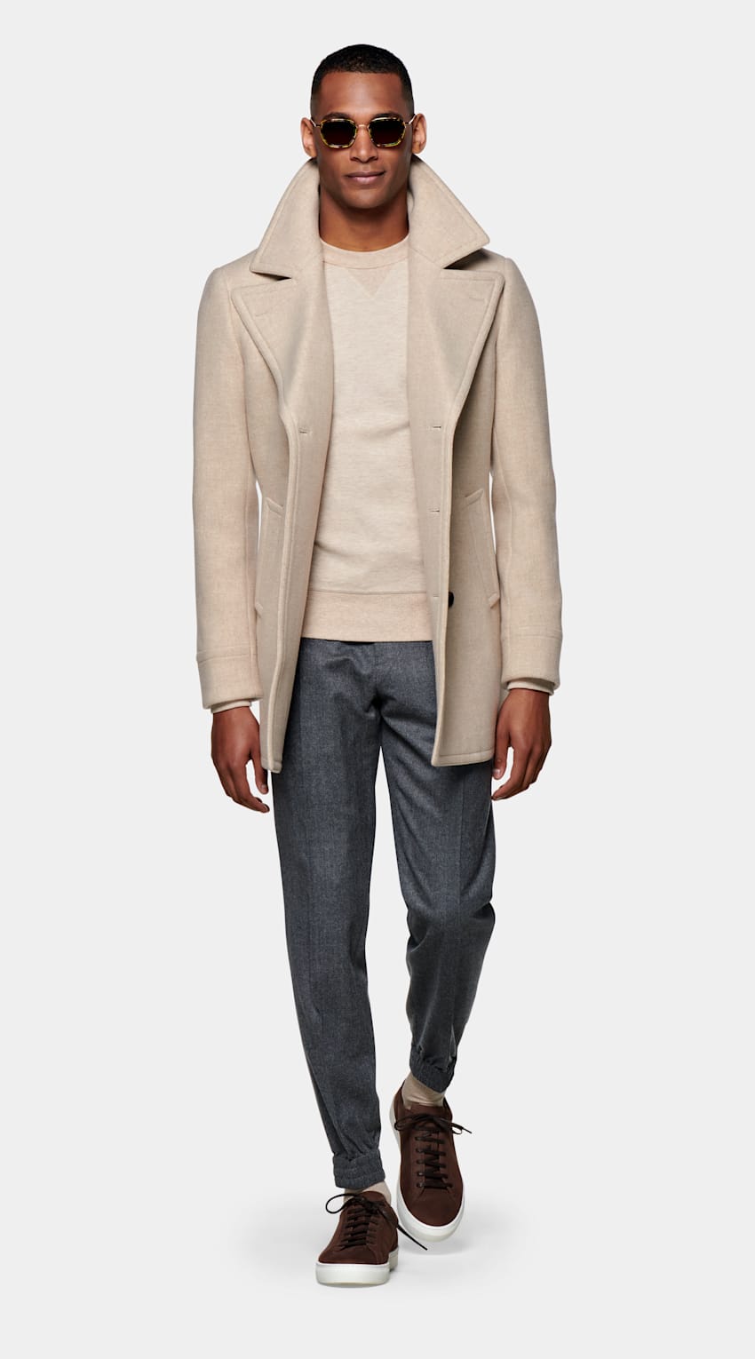 Light Brown Peacoat | Pure Wool Double Breasted | Suitsupply Online Store