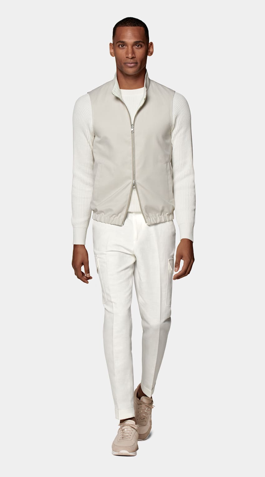 SUITSUPPLY Water-Repellent Technical Fabric by Olmetex, Italy Off-White & Sand Reversible Vest