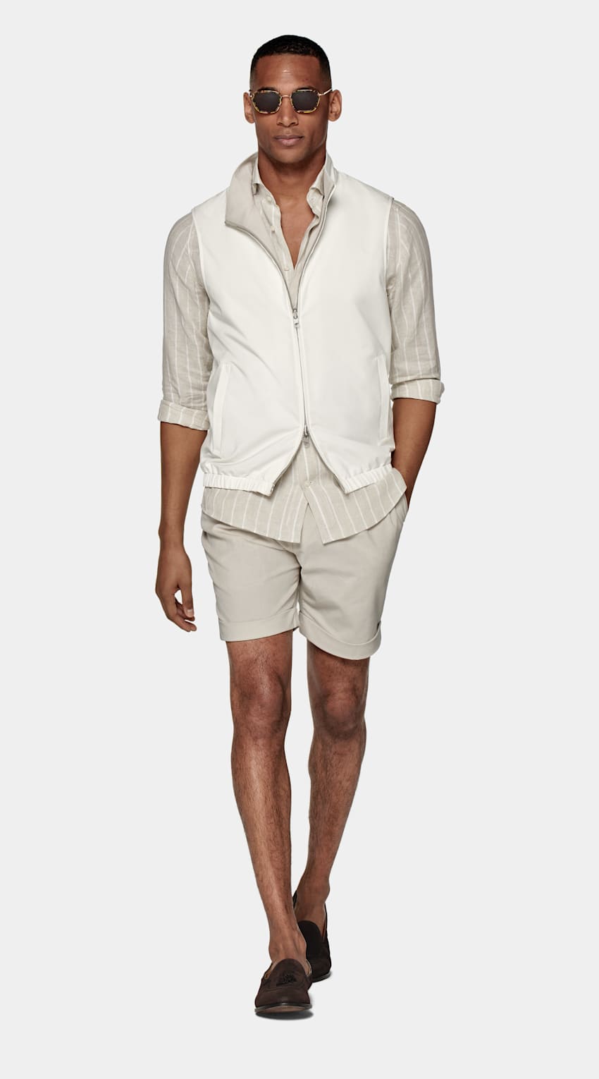 SUITSUPPLY Water-Repellent Technical Fabric by Olmetex, Italy Off-White Reversible Vest